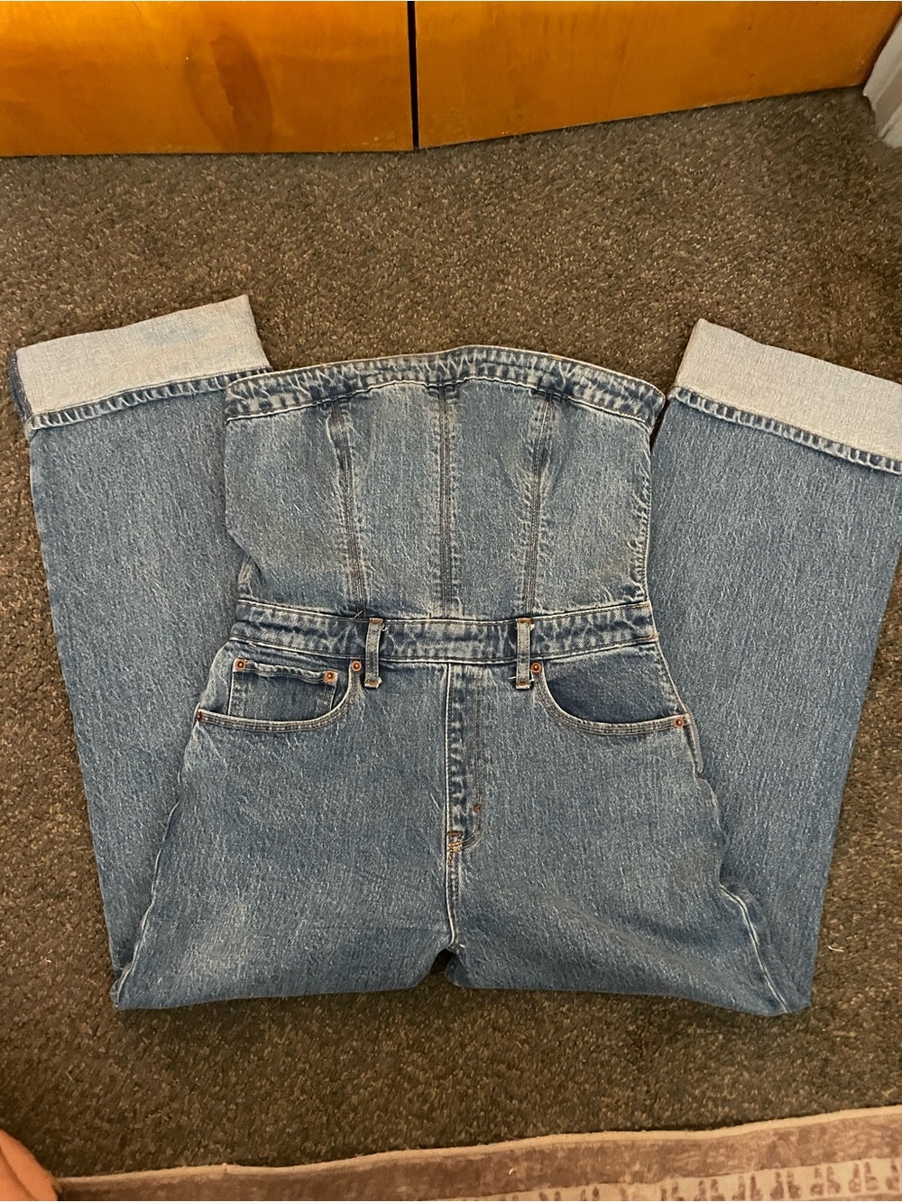 Abercrombie & Fitch Straight Light Blue Denim romper